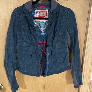 FREE PEOPLE embroidered gingham blazer